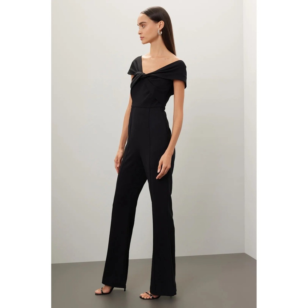Roland Mouret Asymmetrical Black Jumpsuit US Size 2